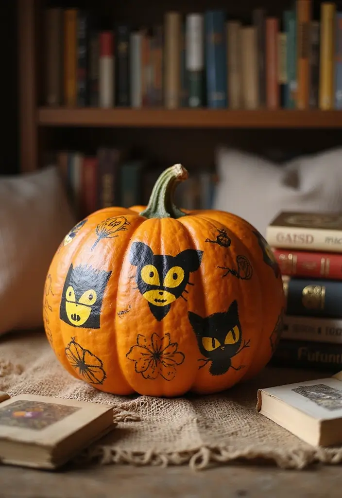 25 Easy & Creative Pumpkin Painting Ideas Anyone Can Do - 22. Themed Story Pumpkins