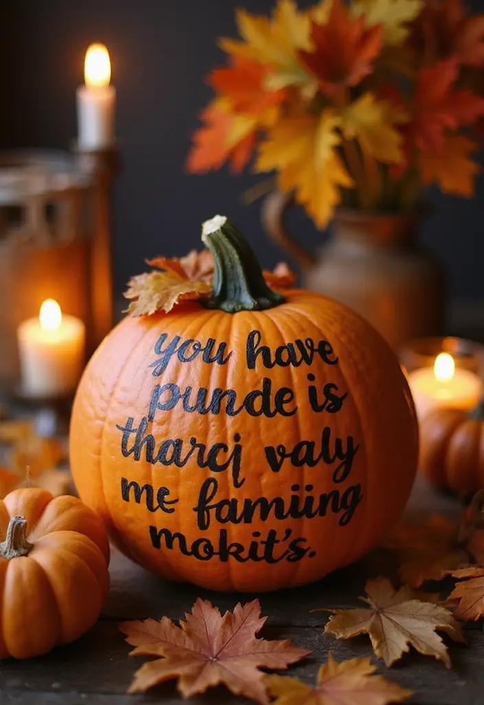 25 Easy & Creative Pumpkin Painting Ideas Anyone Can Do - 25. Inspirational Quote Pumpkins