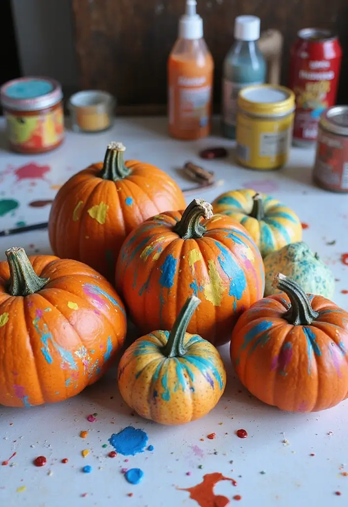 25 Easy & Creative Pumpkin Painting Ideas Anyone Can Do - 3. Abstract Art Pumpkins