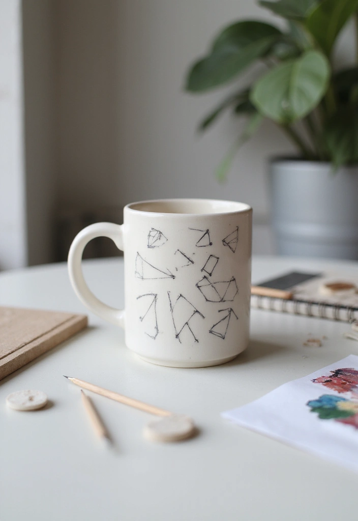25 Easy Mug Painting Ideas for Beginners - 16. Simple Lines and Shapes