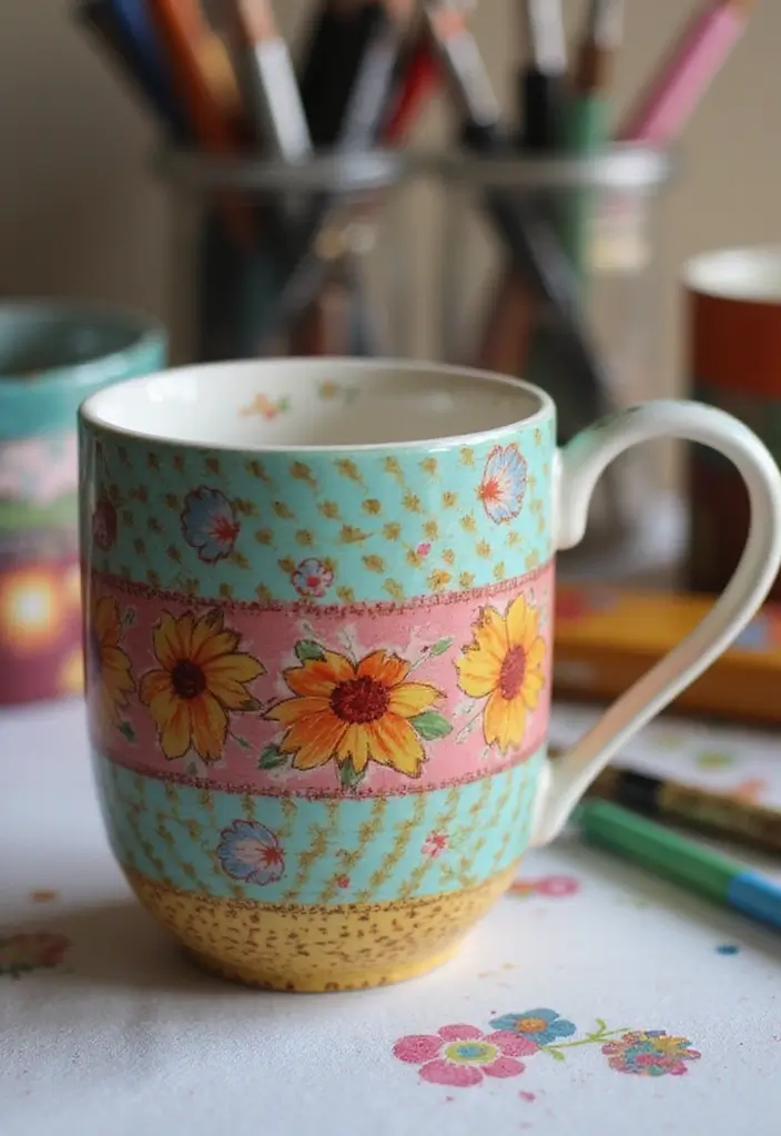 25 Easy Mug Painting Ideas for Beginners - 18. Mix and Match Patterns