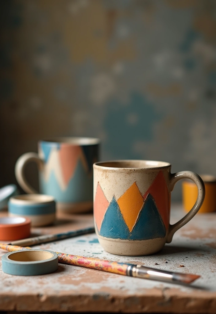 25 Easy Mug Painting Ideas for Beginners - 2. Geometric Patterns