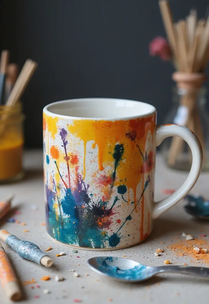 25 Easy Mug Painting Ideas for Beginners - 24. Abstract Art