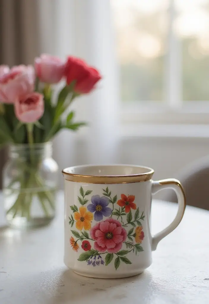 25 Easy Mug Painting Ideas for Beginners - 3. Floral Delight
