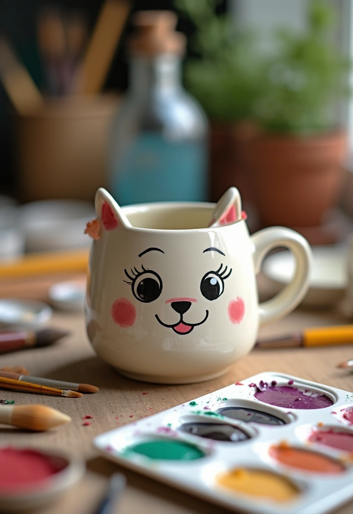 25 Easy Mug Painting Ideas for Beginners - 6. Cute Animal Faces