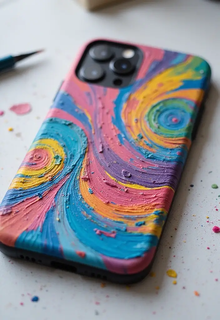 25 Easy Phone Case Painting Ideas for Beginners - 1. Rainbow Swirls