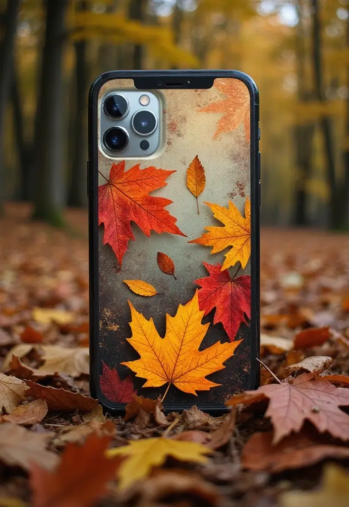 25 Easy Phone Case Painting Ideas for Beginners - 15. Fall Leaves