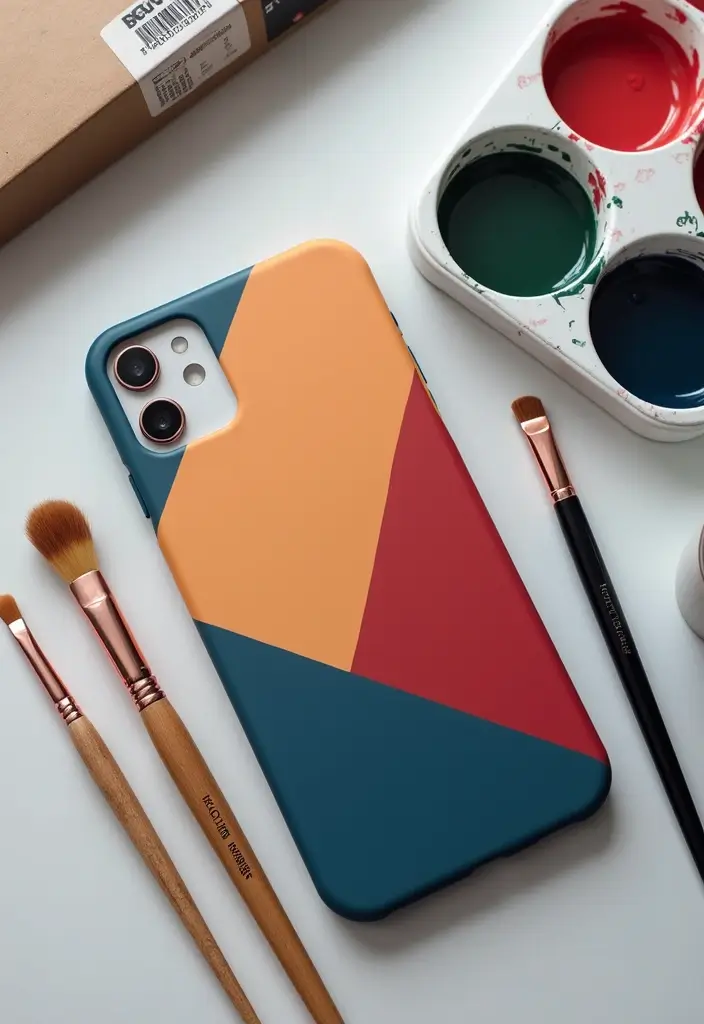 25 Easy Phone Case Painting Ideas for Beginners - 16. Color Blocking