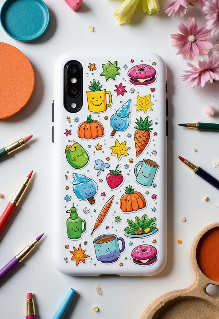 25 Easy Phone Case Painting Ideas for Beginners - 17. Simple Doodles