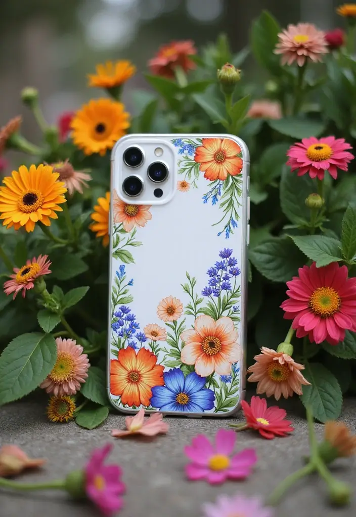 25 Easy Phone Case Painting Ideas for Beginners - 3. Floral Delight