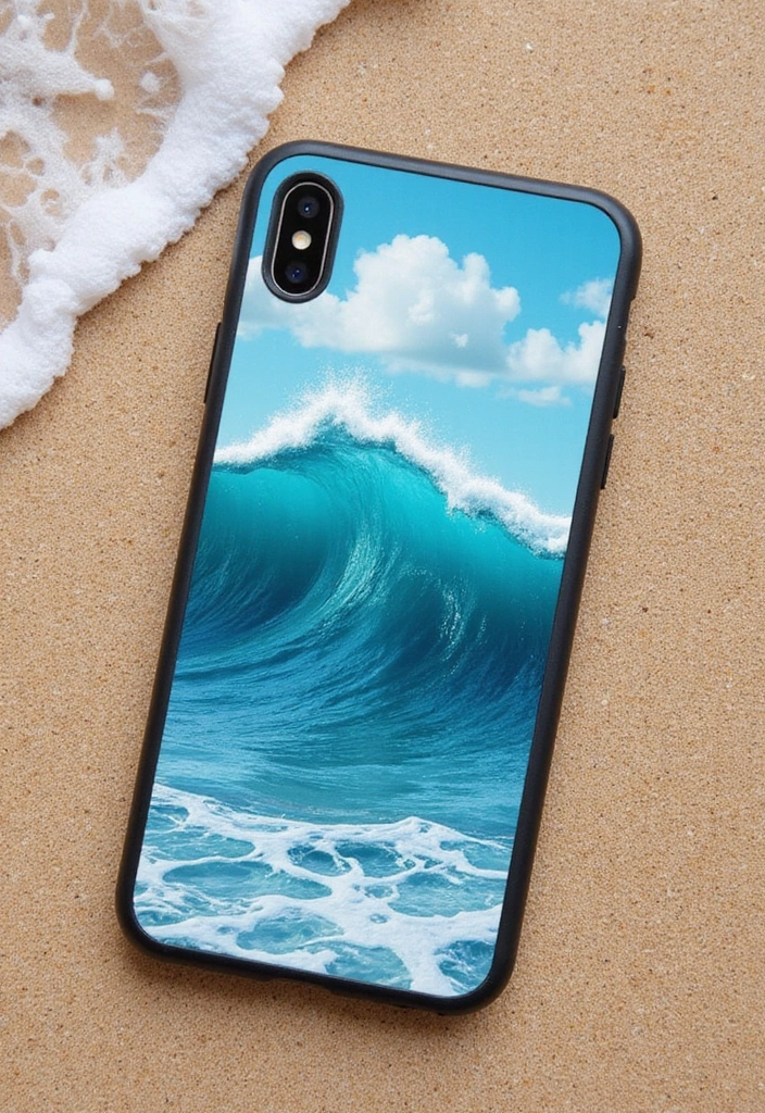 25 Easy Phone Case Painting Ideas for Beginners - 4. Ocean Waves