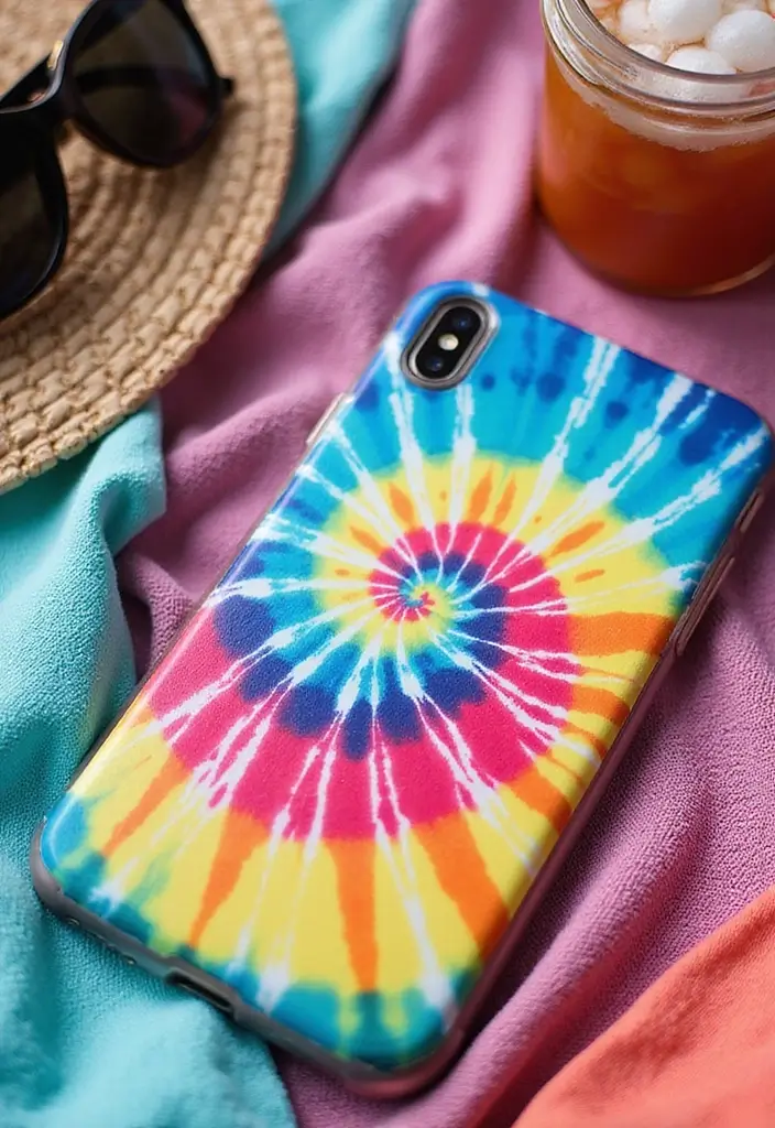 25 Easy Phone Case Painting Ideas for Beginners - 7. Tie-Dye Fun