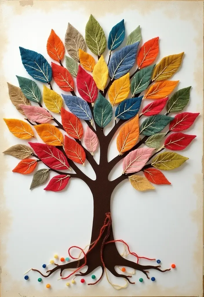 25+ Family Tree Scrapbook Ideas to Trace Your Roots - 5. Fabric Family Tree
