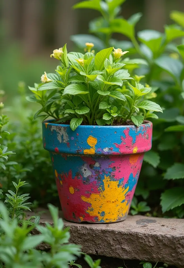 25+ Flower Pot Painting Ideas for Garden Lovers - 10. Abstract Art Pots