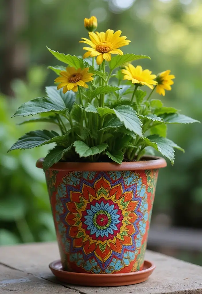 25+ Flower Pot Painting Ideas for Garden Lovers - 14. Mandala Patterns for Tranquil Vibes