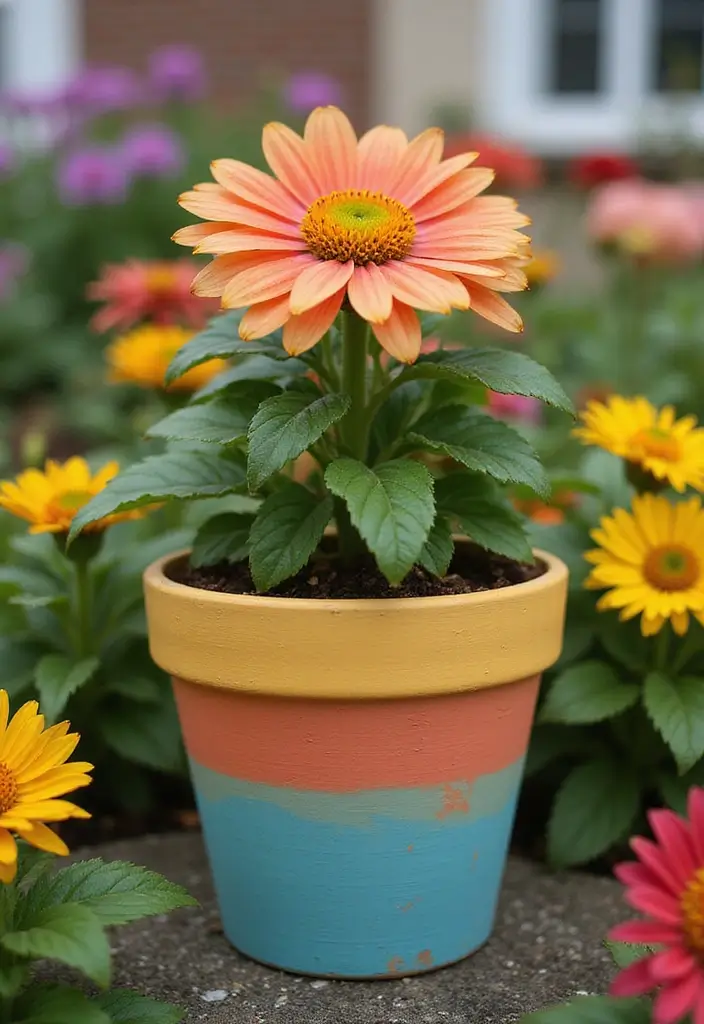 25+ Flower Pot Painting Ideas for Garden Lovers - 18. Gradient Dipped Pots