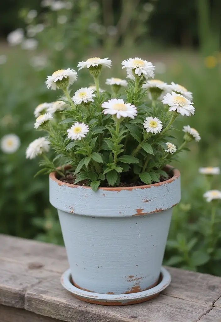 25+ Flower Pot Painting Ideas for Garden Lovers - 3. Vintage-Style Chalk Paint Pots