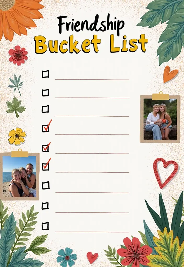 25+ Friendship Scrapbook Ideas to Celebrate Your Besties - 9. Friendship Bucket List