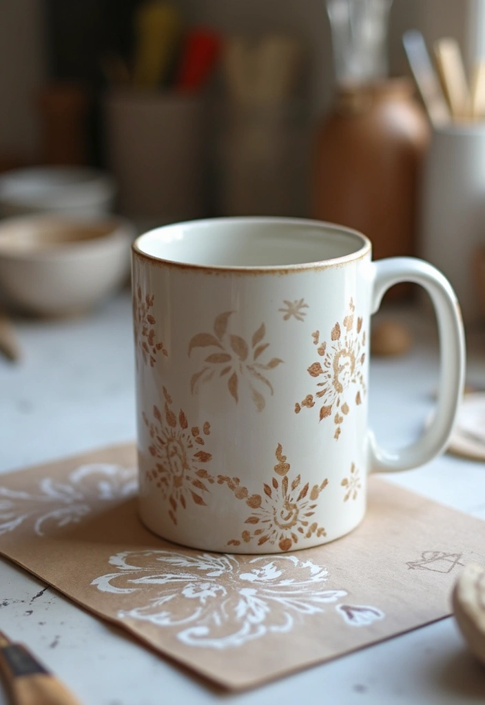 25+ Fun Mug Painting Ideas You’ll Want to Try - 10. Stencil Magic