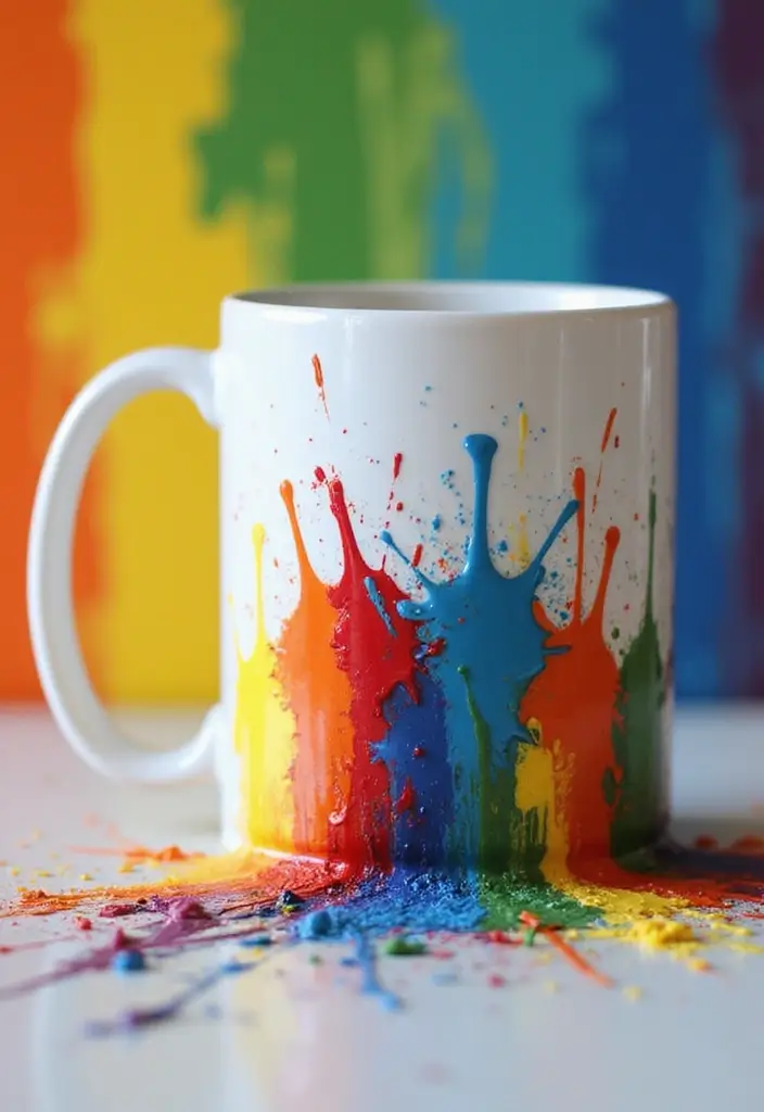 25+ Fun Mug Painting Ideas You’ll Want to Try - 16. Color Splash