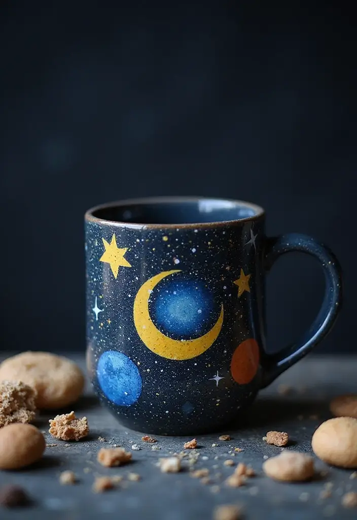 25+ Fun Mug Painting Ideas You’ll Want to Try - 17. Celestial Patterns