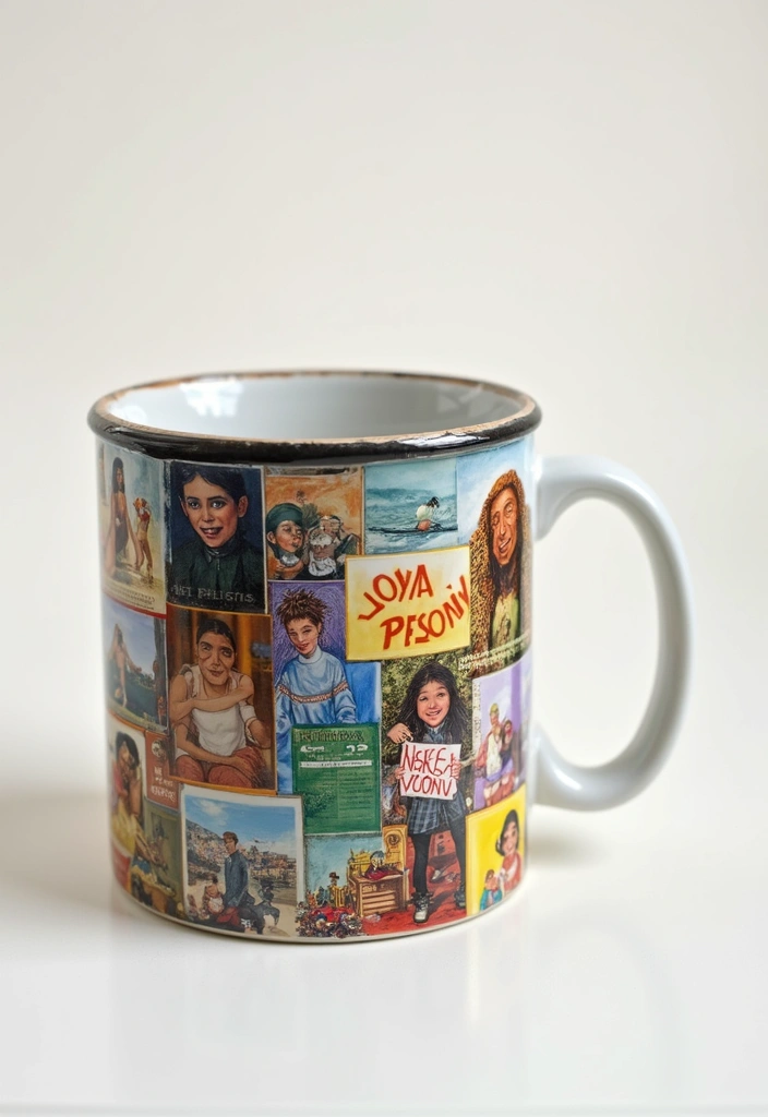 25+ Fun Mug Painting Ideas You’ll Want to Try - 18. Collage Style