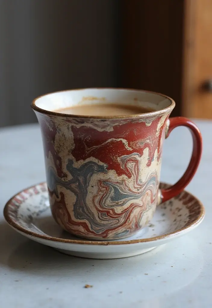 25+ Fun Mug Painting Ideas You’ll Want to Try - 23. Marbled Effects