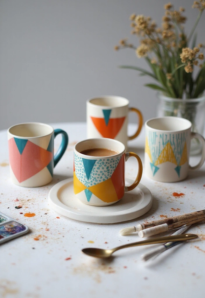 25+ Fun Mug Painting Ideas You’ll Want to Try - 4. Geometric Designs
