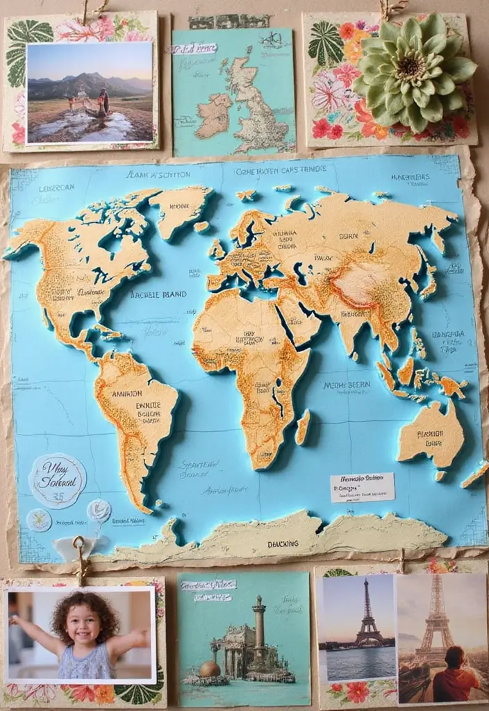 25+ Interactive Scrapbook Ideas with Pop-Ups and Flaps - 22. Travel Adventures with Pop-Out Maps