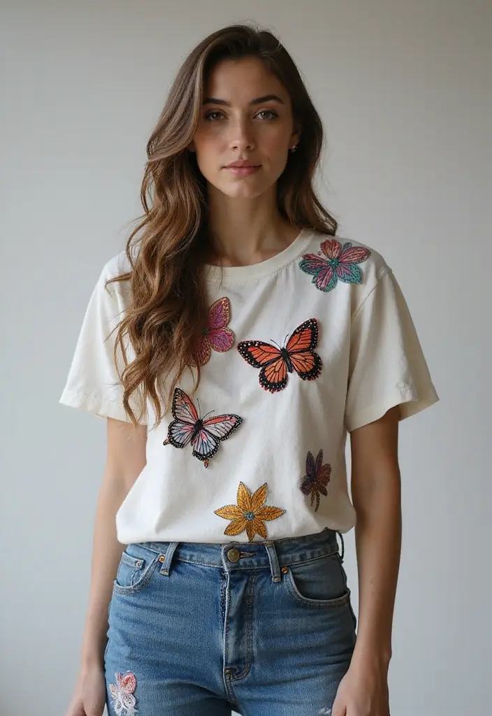 25+ Jeans Painting Ideas to Level Up Your Denim - 14. Upcycled Appliqué