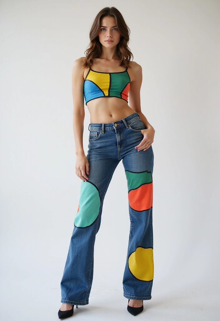 25+ Jeans Painting Ideas to Level Up Your Denim - 3. Geometric Shapes