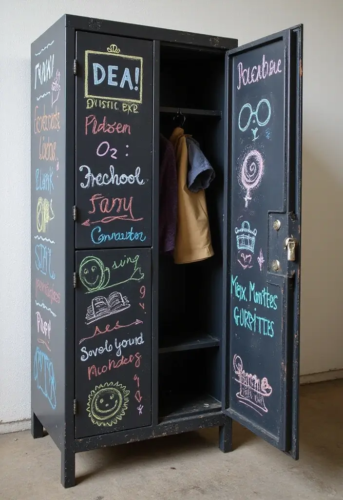 25+ Locker Painting Ideas to Make School More Fun - 12. Chalkboard Paint Fun