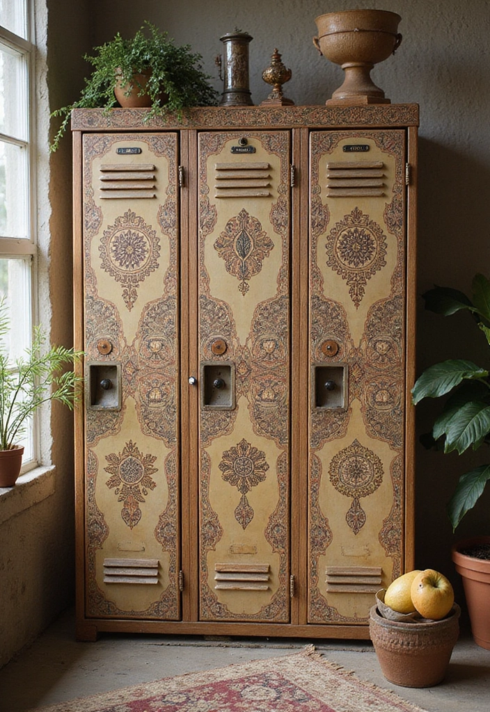 25+ Locker Painting Ideas to Make School More Fun - 13. Bohemian Patterns