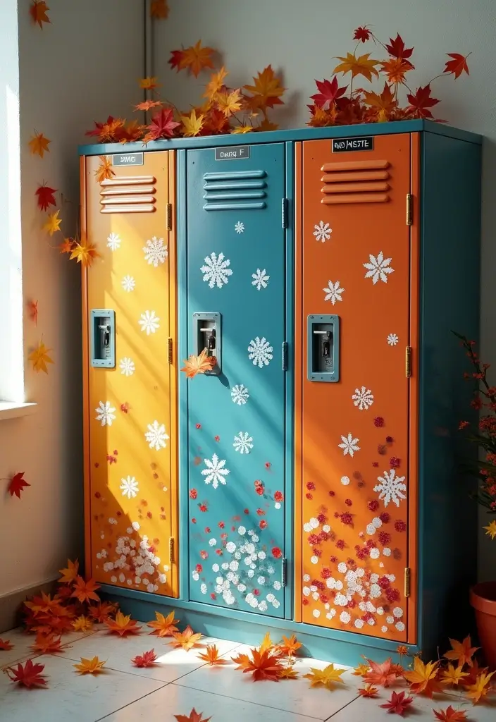 25+ Locker Painting Ideas to Make School More Fun - 17. Seasonal Themes