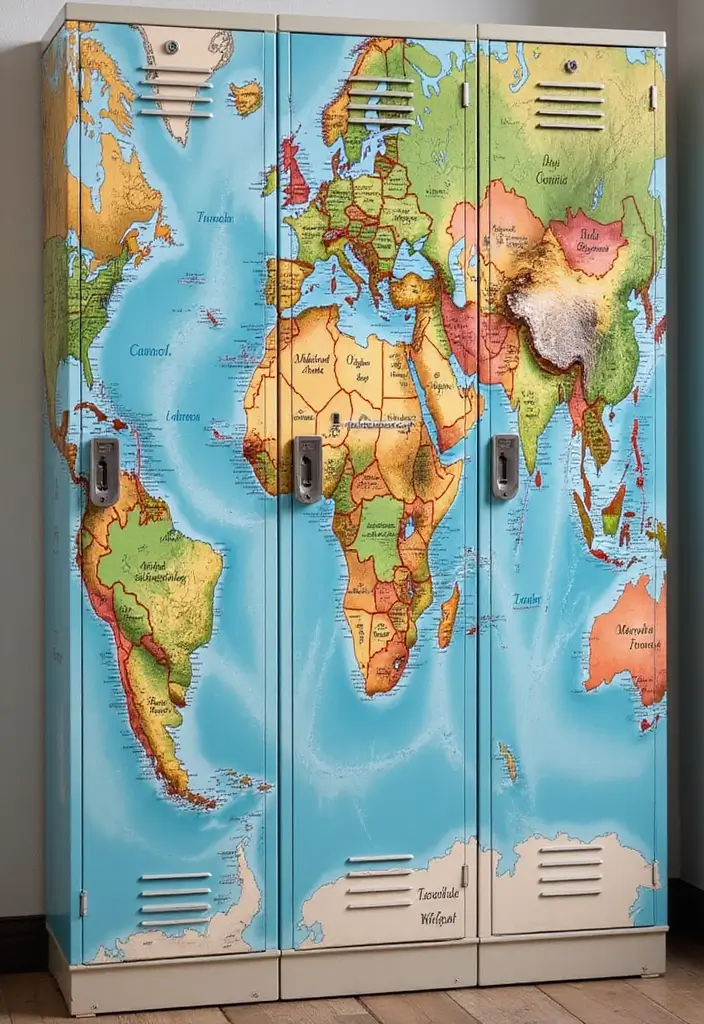 25+ Locker Painting Ideas to Make School More Fun - 18. Adventure Map Design