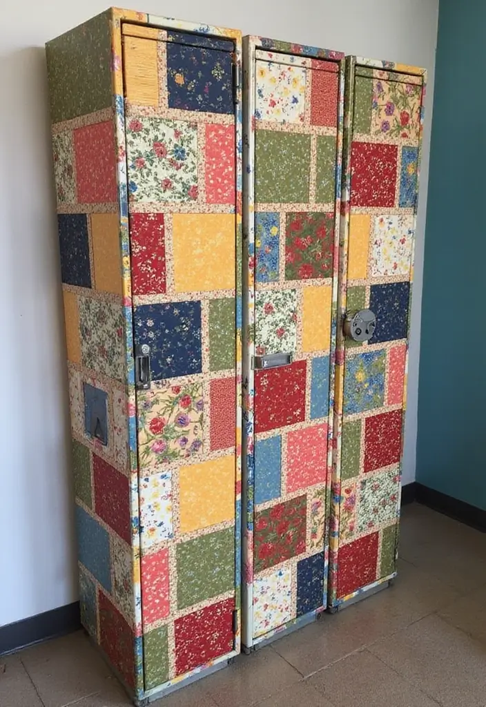 25+ Locker Painting Ideas to Make School More Fun - 19. Patchwork Quilt Style