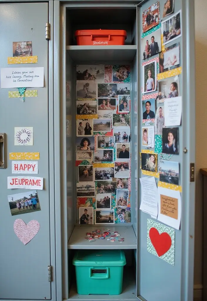 25+ Locker Painting Ideas to Make School More Fun - 2. Personal Photo Collage