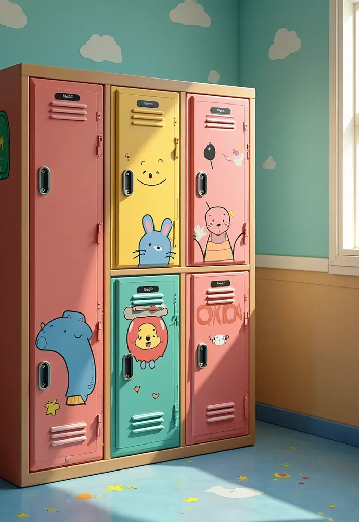 25+ Locker Painting Ideas to Make School More Fun - 20. Cartoon Characters