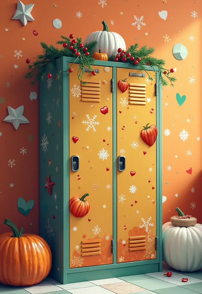 25+ Locker Painting Ideas to Make School More Fun - 24. Holiday Cheer