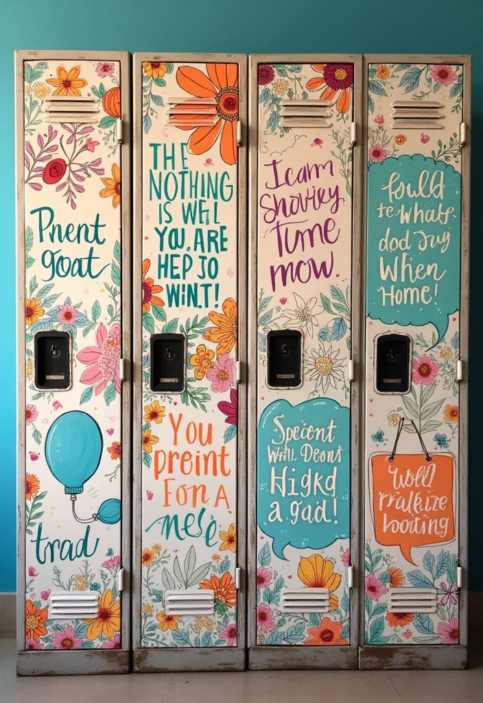 25+ Locker Painting Ideas to Make School More Fun - 5. Inspirational Quotes