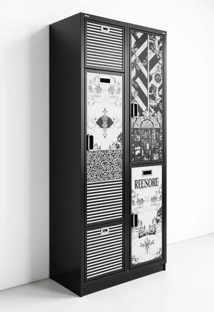 25+ Locker Painting Ideas to Make School More Fun - 6. Monochrome Magic