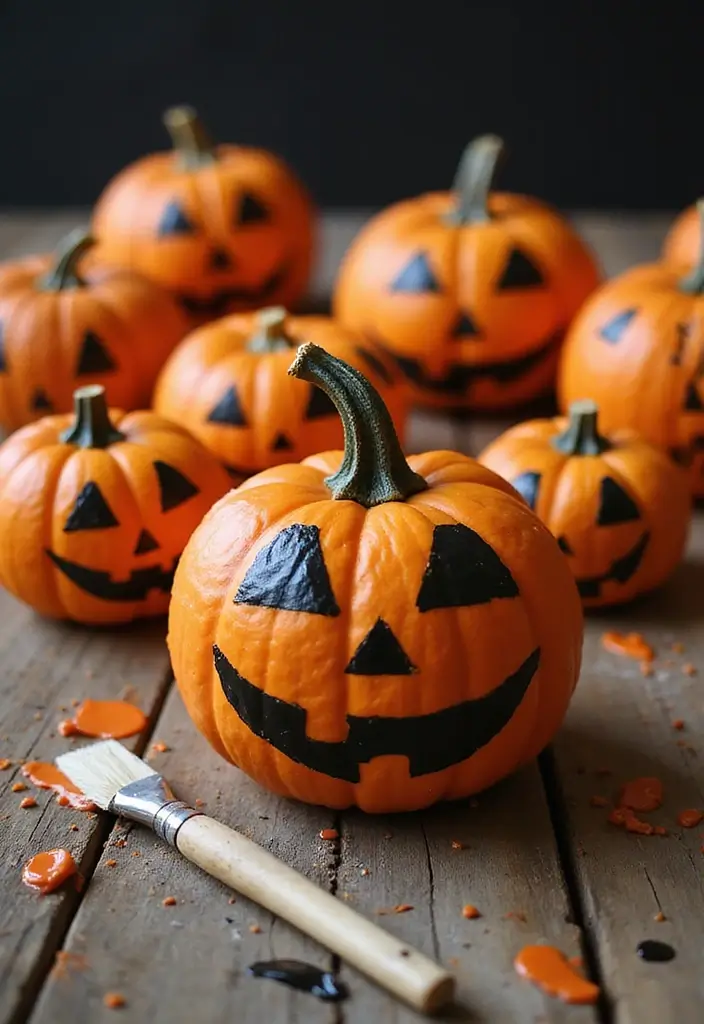 25+ Mini Pumpkin Painting Ideas That Are Adorable - 1. Classic Jack-O'-Lantern Faces