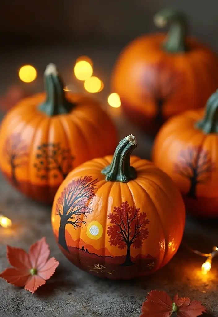 25+ Mini Pumpkin Painting Ideas That Are Adorable - 11. Nature-Inspired Pumpkins