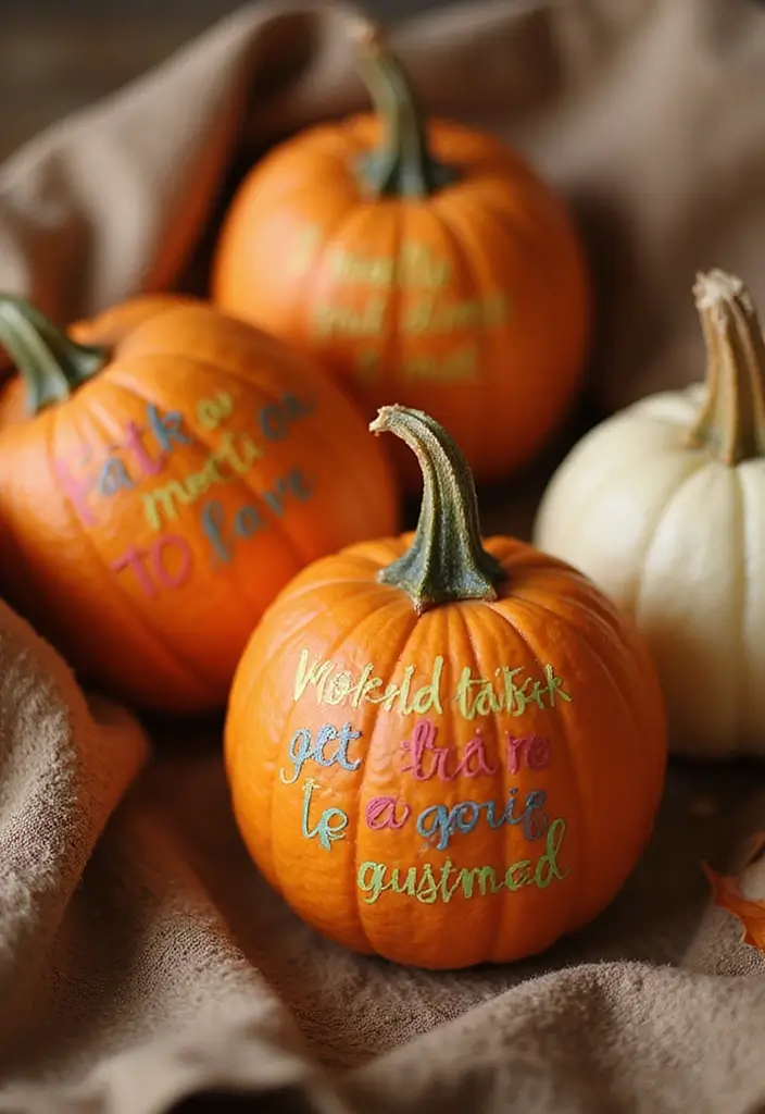 25+ Mini Pumpkin Painting Ideas That Are Adorable - 13. Inspirational Quotes