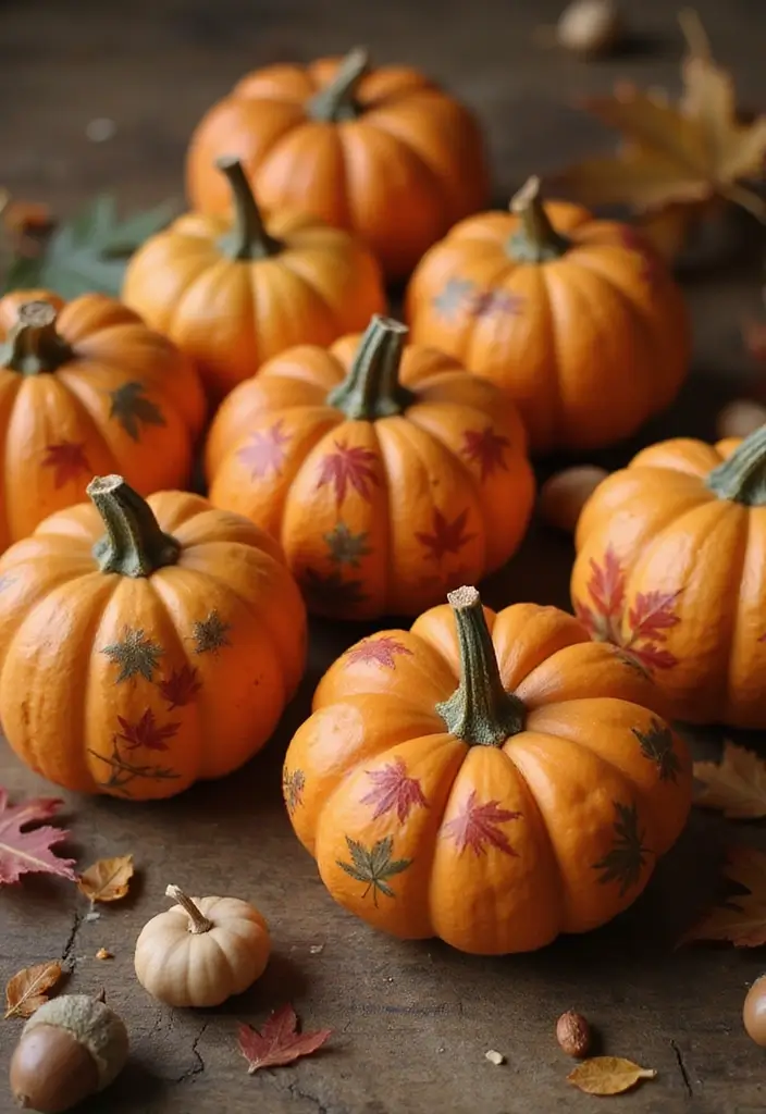 25+ Mini Pumpkin Painting Ideas That Are Adorable - 14. Seasonal Symbols