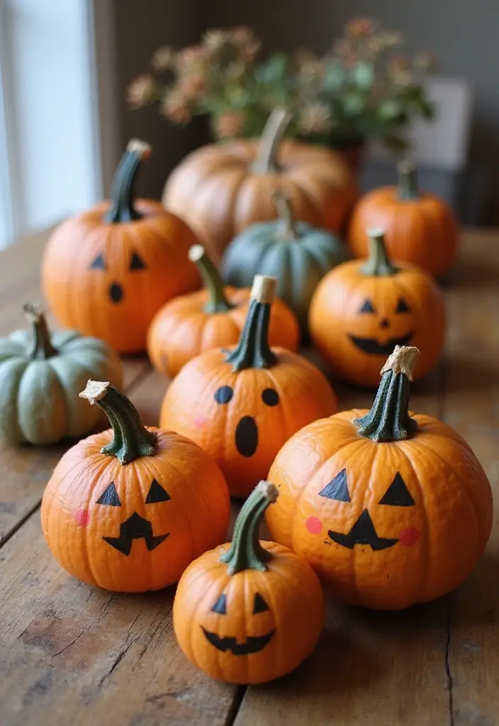 25+ Mini Pumpkin Painting Ideas That Are Adorable - 16. Personalized Family Pumpkins