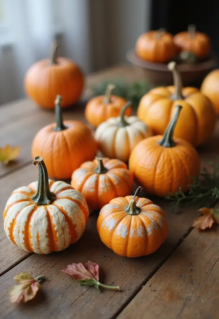 25+ Mini Pumpkin Painting Ideas That Are Adorable - 17. Vintage-Inspired Pumpkins