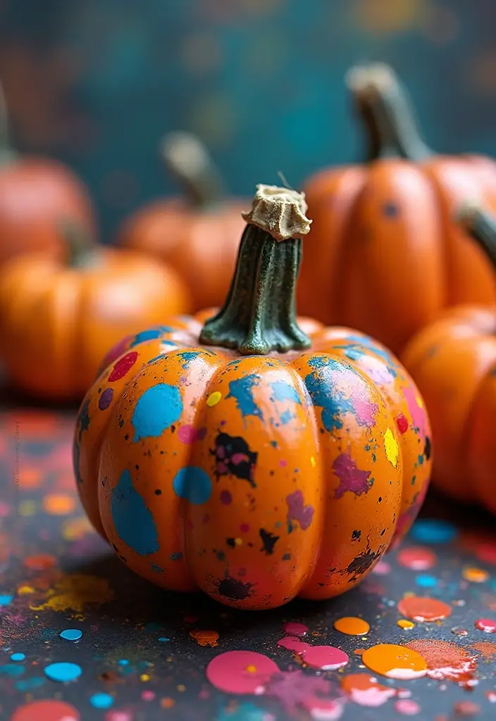 25+ Mini Pumpkin Painting Ideas That Are Adorable - 18. Abstract Art Pumpkins