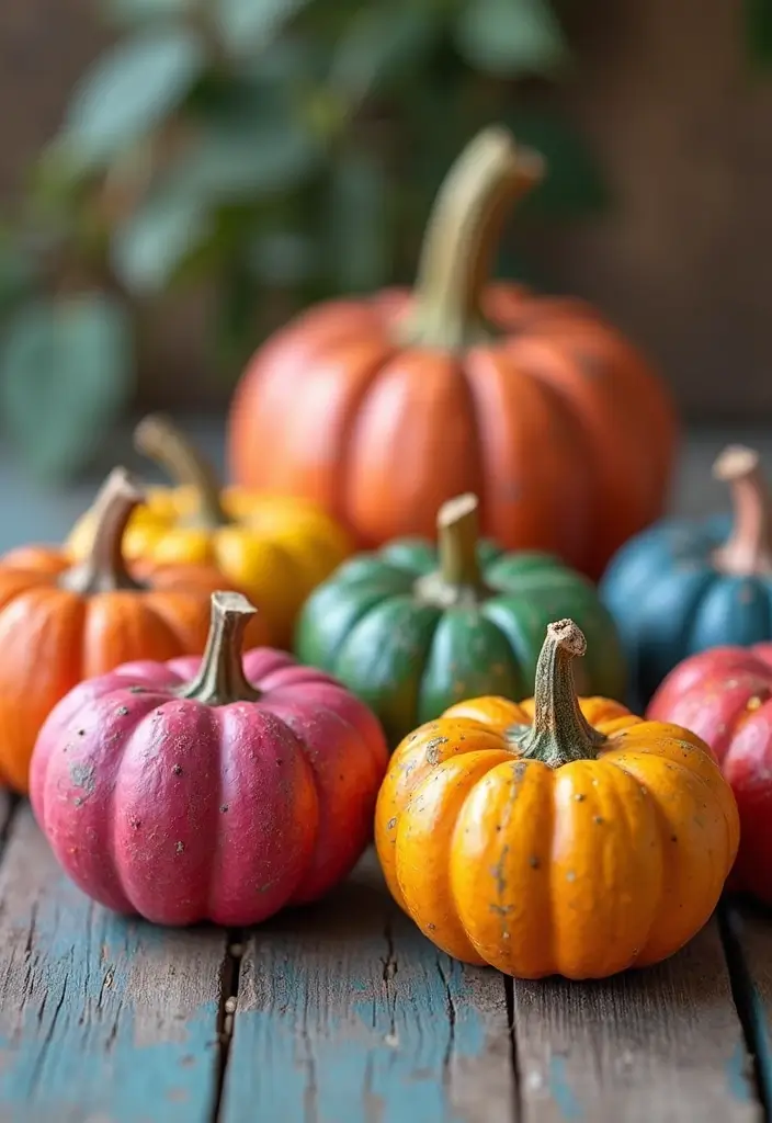 25+ Mini Pumpkin Painting Ideas That Are Adorable - 9. Rainbow Pumpkins