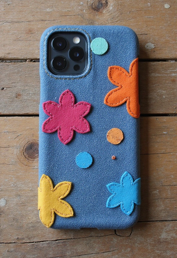 25+ Mobile Cover Painting Ideas to Show Off Your Style - 1. Upcycled Denim Cover